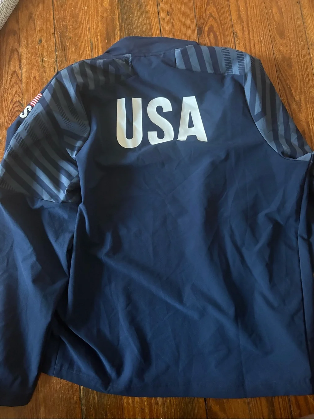 adidas Navy USA Volleyball Lightweight Full-Zip Jacket with Red Trim